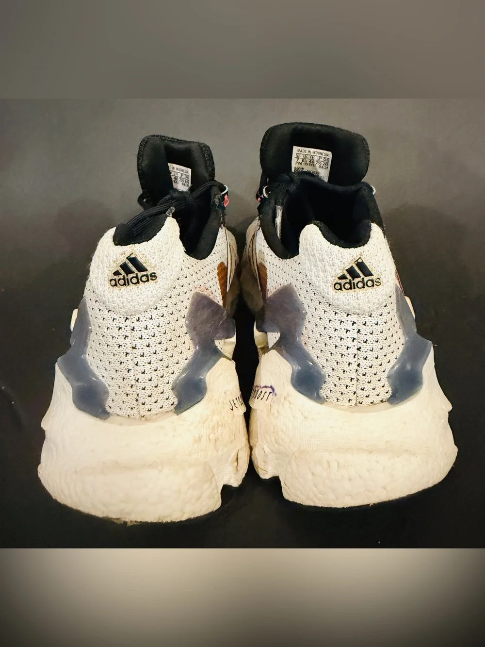 adidas White, Black & Coral Mesh Athletic Sneakers